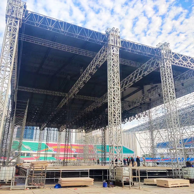Outdoor 60m Span Lighting Truss Structure for Mobile Venue Of Live Streaming Boardcast Tour