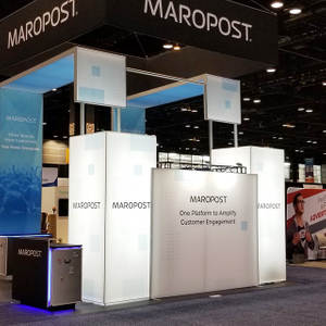 Aluminium Trade Show Tension Fabric Booth with Illuminating Square Tower
